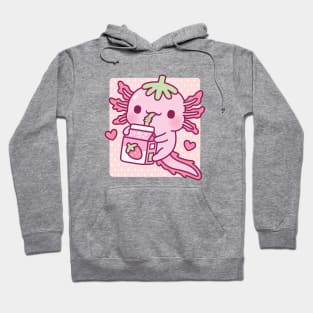 Cute Axolotl Loves Japanese Strawberry Milk Hoodie